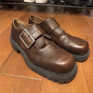 James Dean Brown Leather Oxford Shoes with Buckle | EUC | Size 41